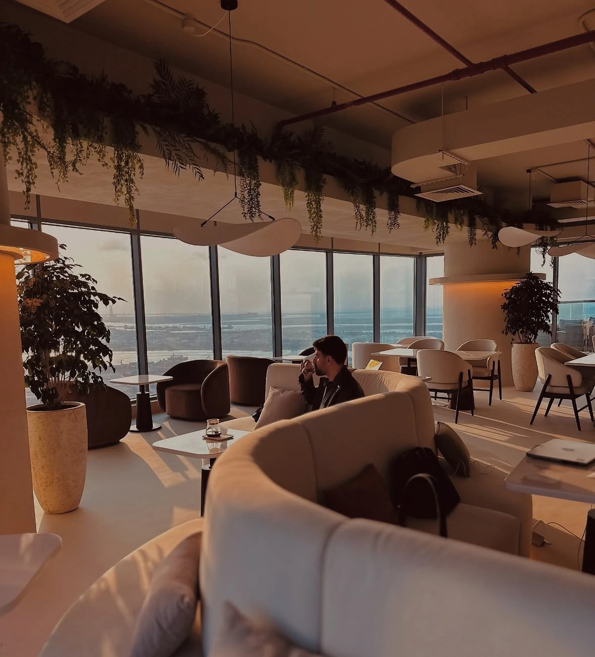 Baitna Cafe interior overlooking Sharjah
